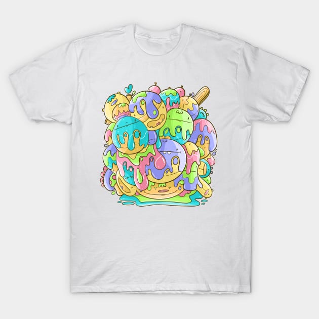 Cute Tutti Frutti Ice Cream Doodle T-Shirt by Jamsey Doodles